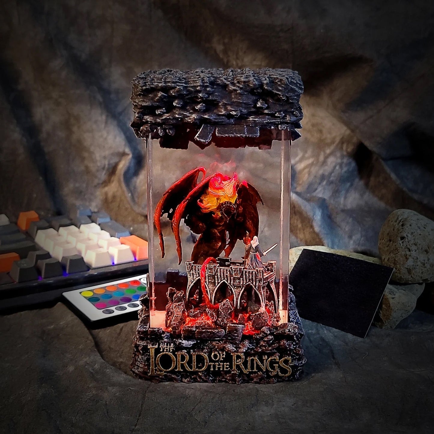 LOTR Lord Of Rings Balrog vs Gandalf Diorama Epoxy Resin Lamp - ArtFIGU