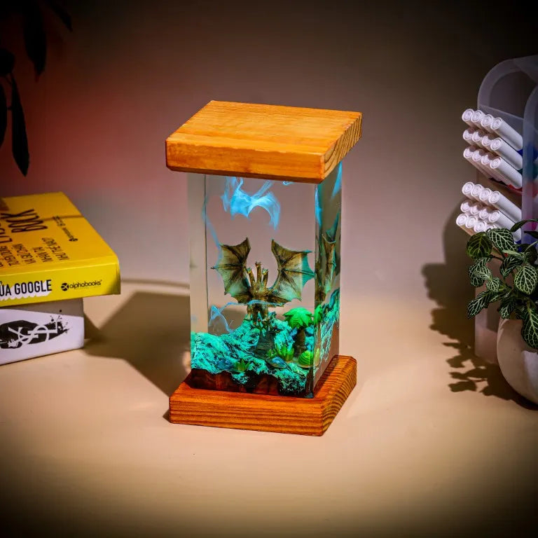 Three-Head Monster King Ghidorah Epoxy Resin Lamp - ArtFIGU