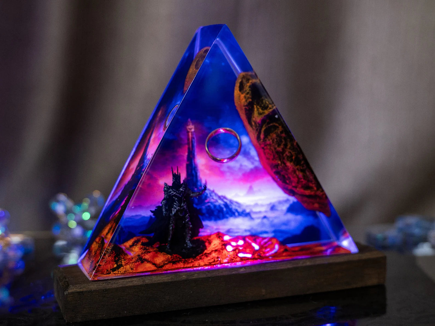 LOTR Lord Of Rings The One Ring Sauron Dark Lord Castle Epoxy Resin Lamp - ArtFIGU