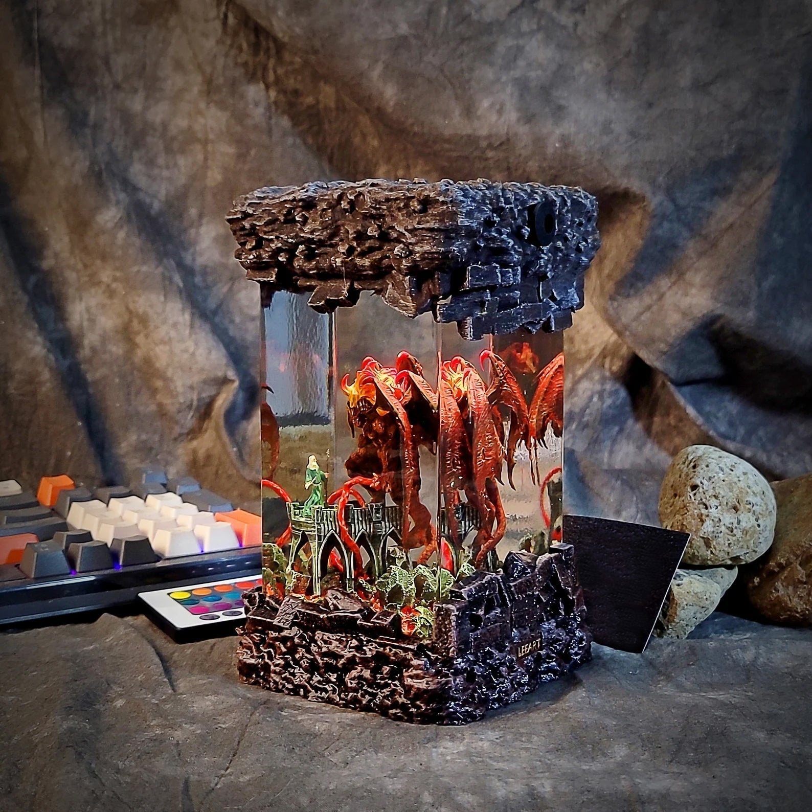 LOTR Lord Of Rings Balrog vs Gandalf Diorama Epoxy Resin Lamp - ArtFIGU