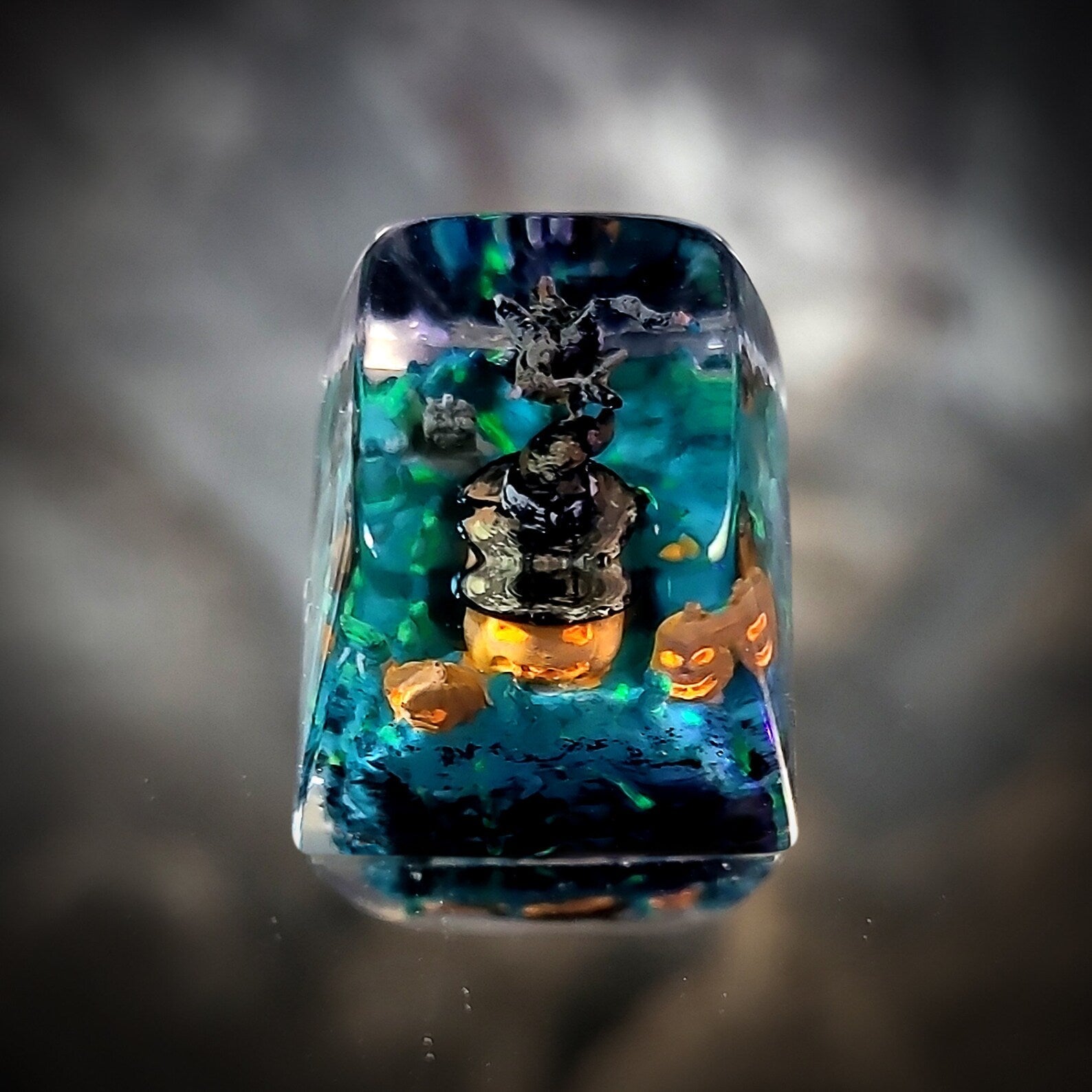 Pumpkin Witch Hat Halloween Artisan Keycaps Epoxy Resin - ArtFIGU