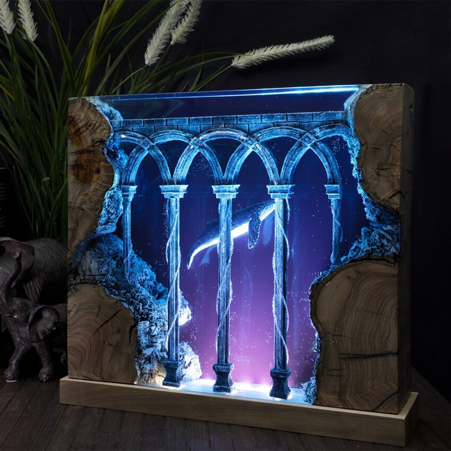 Humpback Whales In Ancient Ruins - High Quality Epoxy Resin Lamp - ArtFIGU