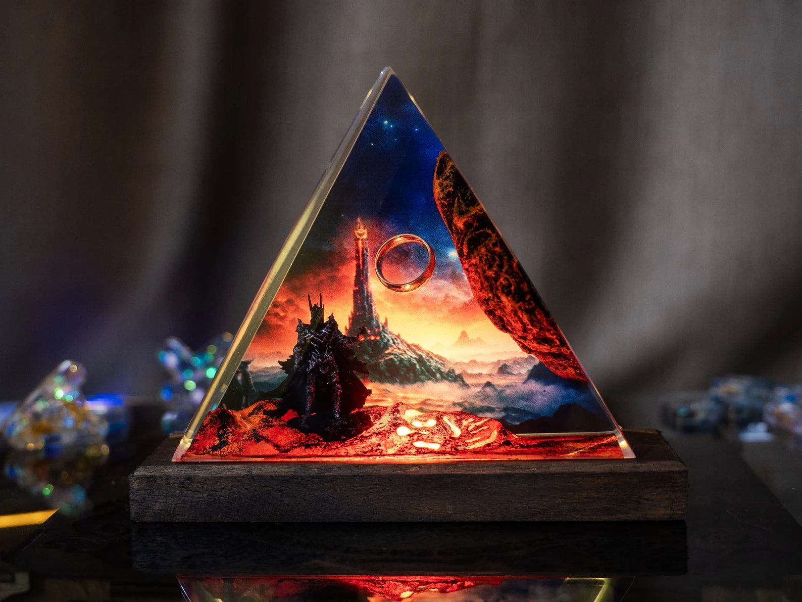 LOTR Lord Of Rings The One Ring Sauron Dark Lord Castle Epoxy Resin Lamp - ArtFIGU