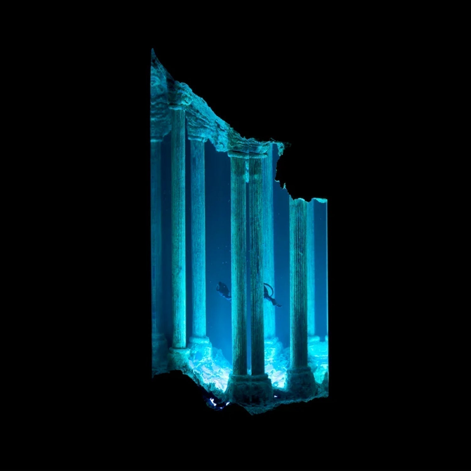 Divers Explore Ancient Ruins Undersea - High Quality Epoxy Resin Lamp - ArtFIGU