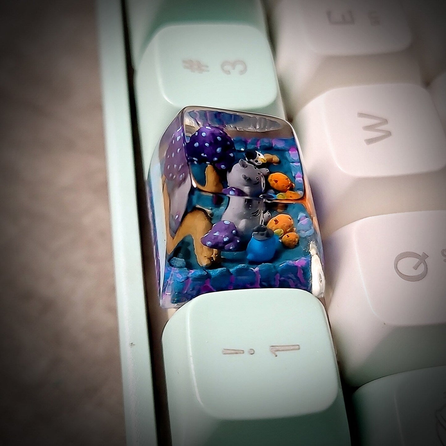 Totoro Halloween Artisan Keycaps Epoxy Resin - ArtFIGU