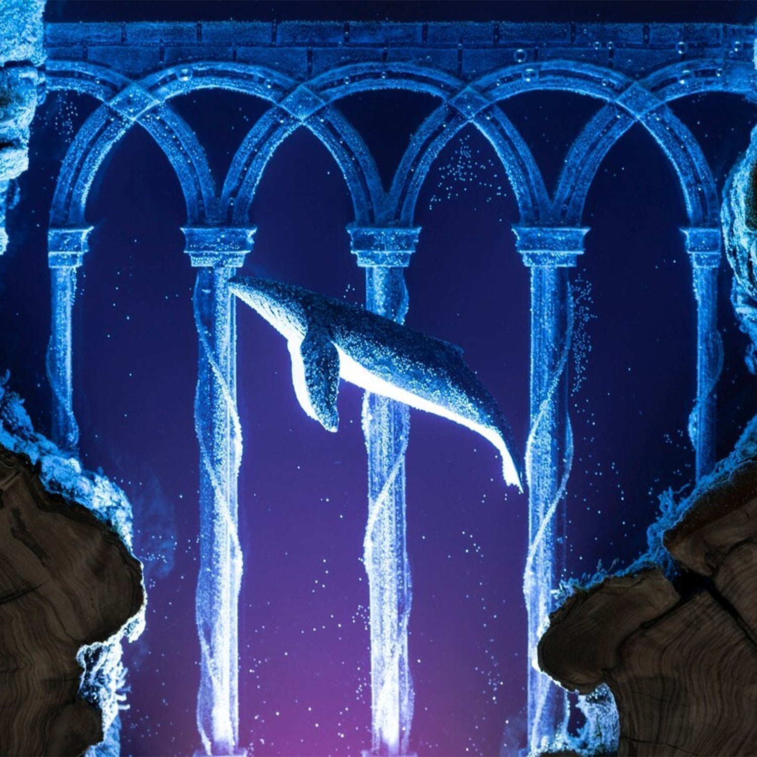 Humpback Whales In Ancient Ruins - High Quality Epoxy Resin Lamp - ArtFIGU