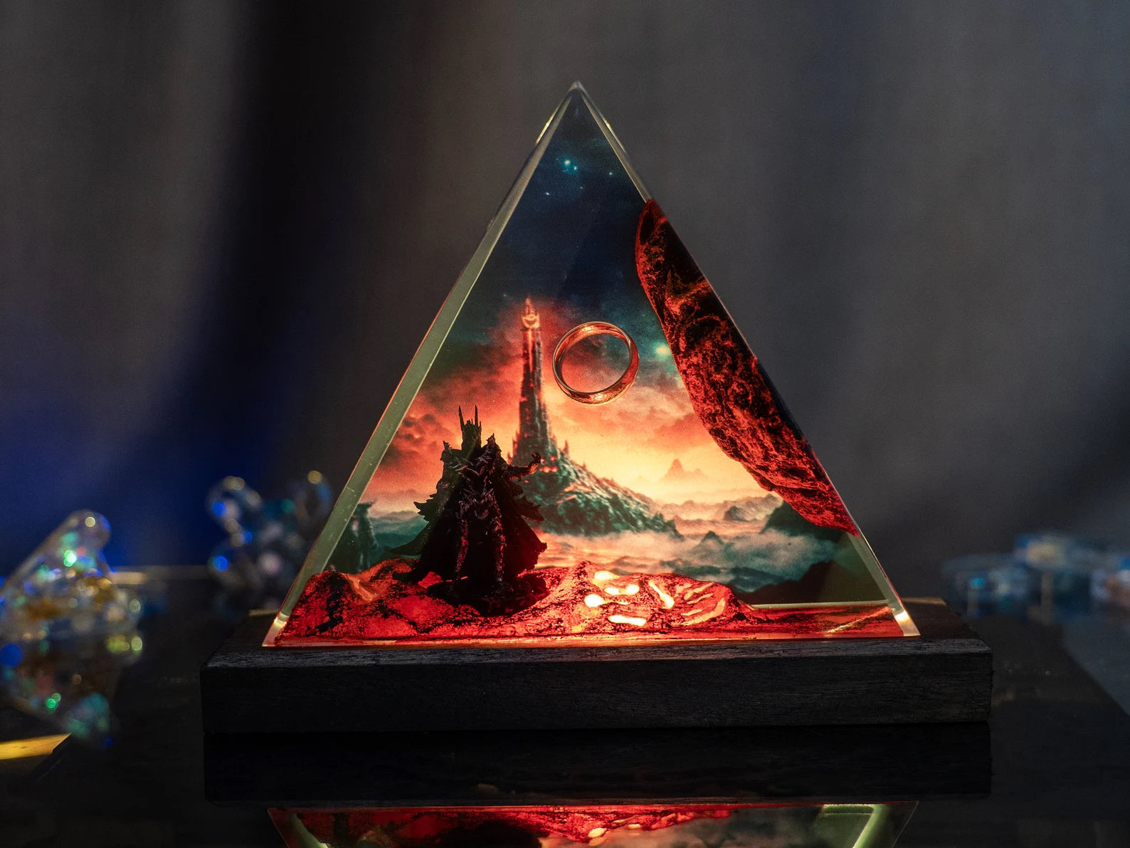 LOTR Lord Of Rings The One Ring Sauron Dark Lord Castle Epoxy Resin Lamp - ArtFIGU