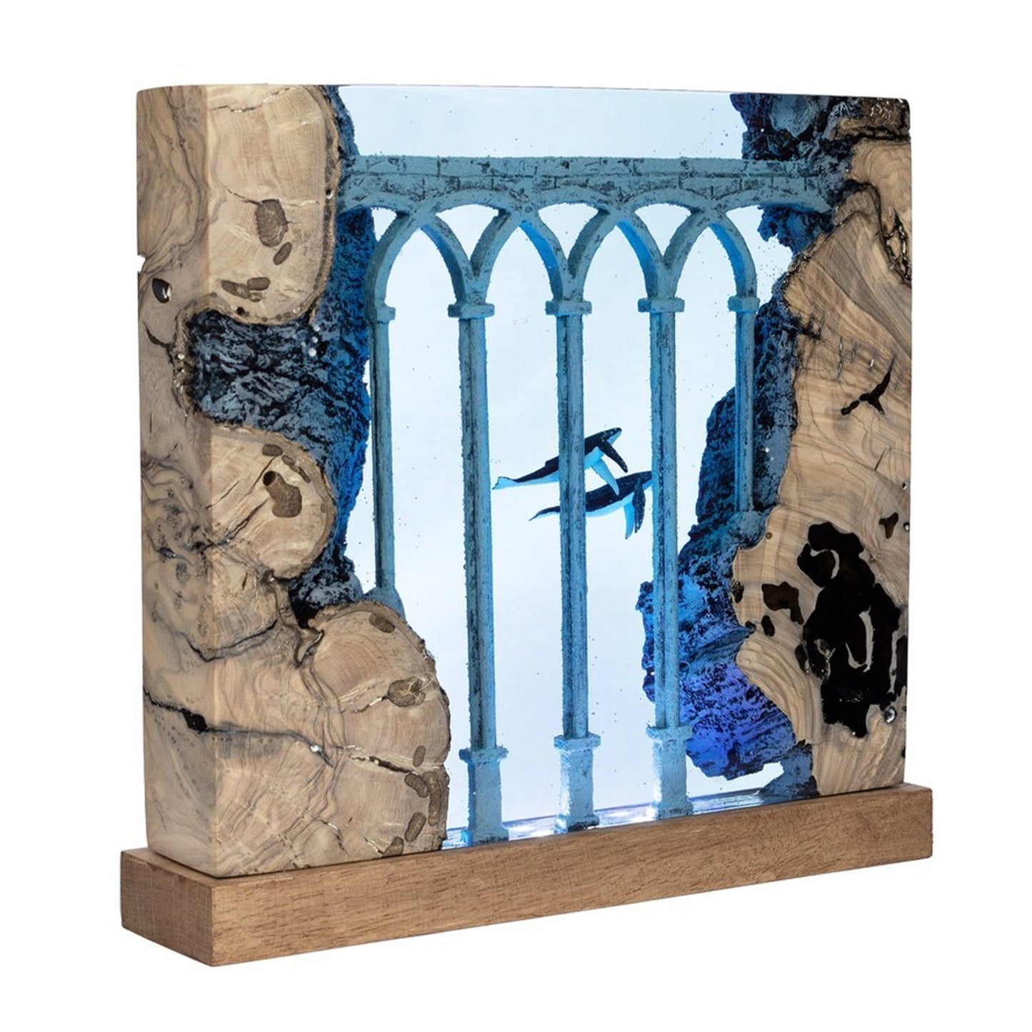 Humpback Whales In Ancient Ruins - High Quality Epoxy Resin Lamp