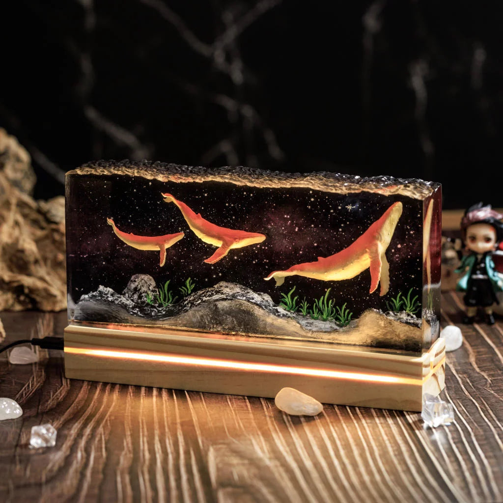 Universe Humpback Whale Epoxy Resin Lamp, Night Light - ArtFIGU
