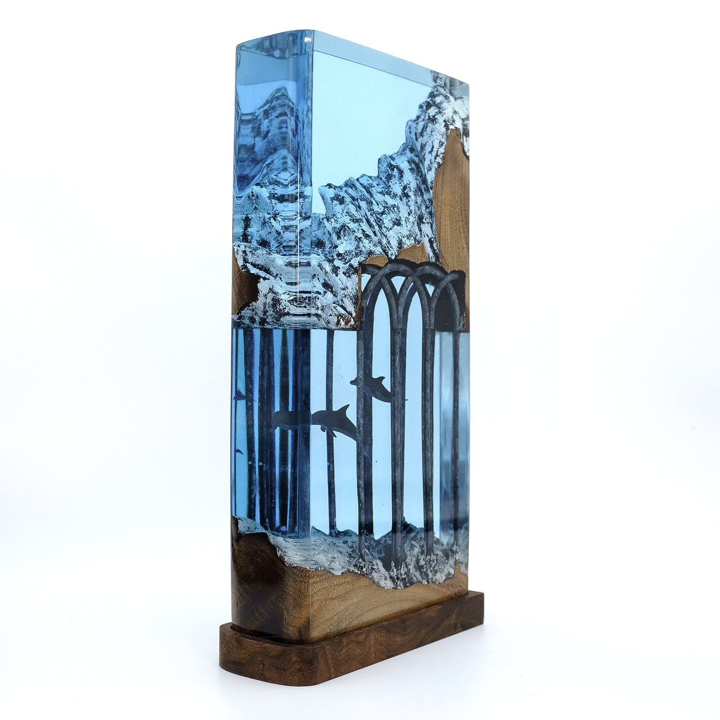 Dolphins Roam In Ancient Ruins - High Quality Epoxy Resin Lamp - ArtFIGU