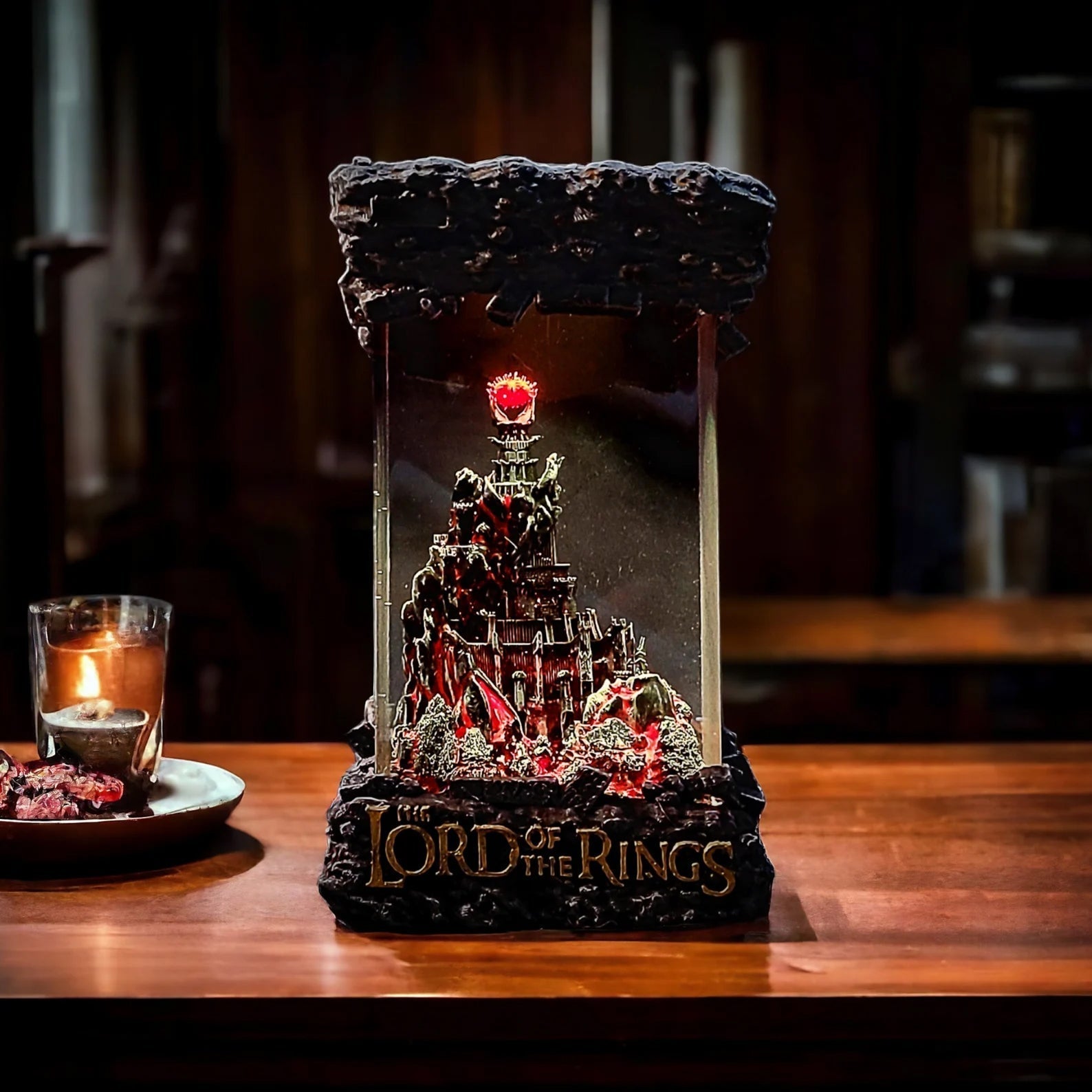 LOTR Lord Of Rings Barad-dûr Dark Tower The Eye Of Sauron Castle Diorama Epoxy Resin Lamp - ArtFIGU