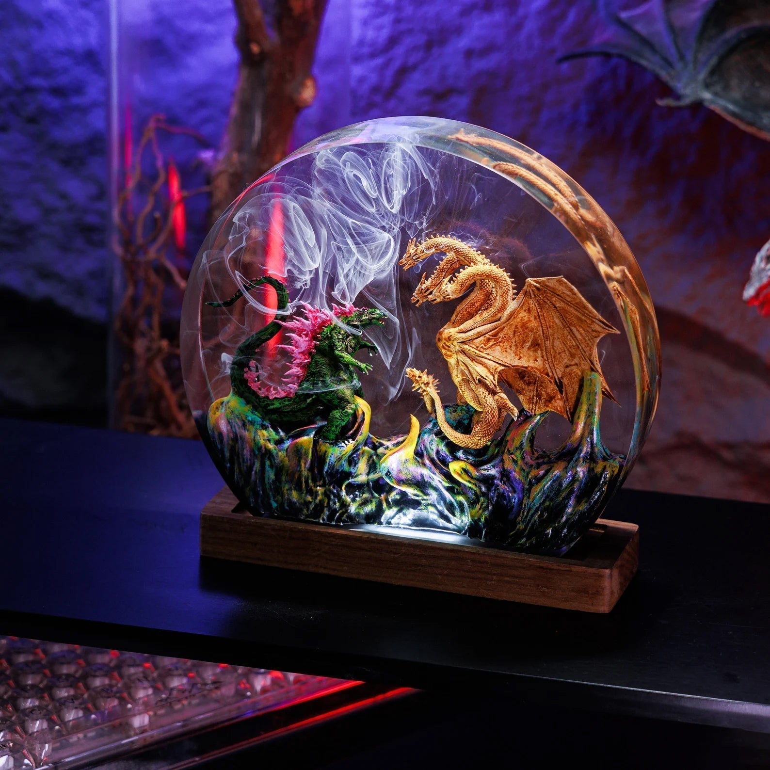 Battle Godzilla Hydra Dragon Epoxy Resin Lamp - ArtFIGU