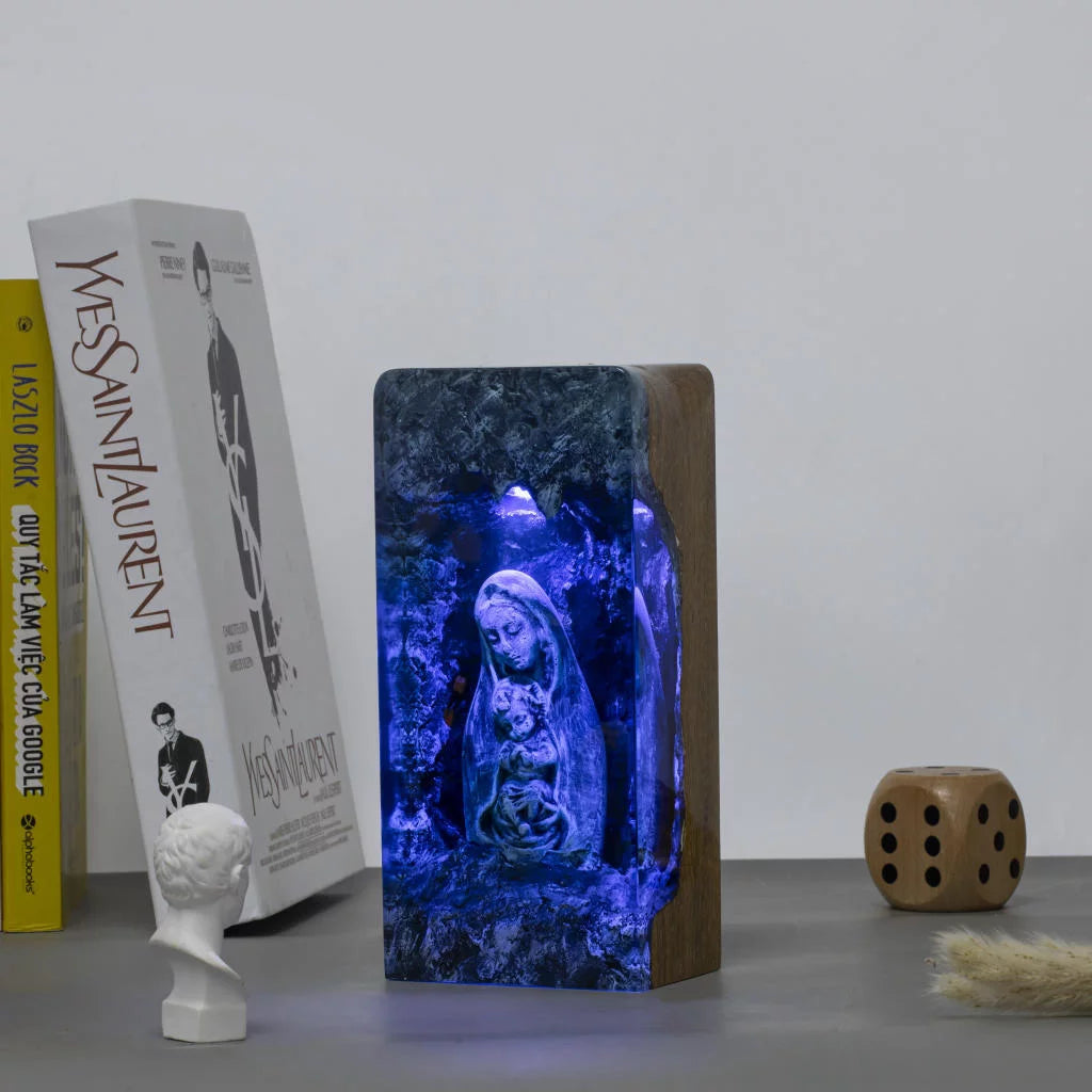 Maria and Jesus Headphone Stand Epoxy Resin Lamp, Night Light - ArtFIGU