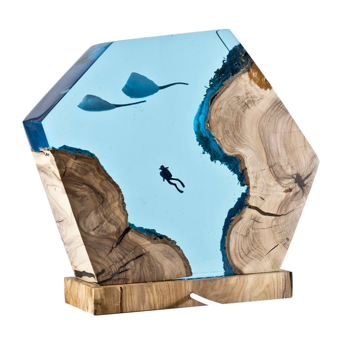 Dolphins & Divers Roam In Ancient Ruins - High Quality Epoxy Resin Lamp - ArtFIGU