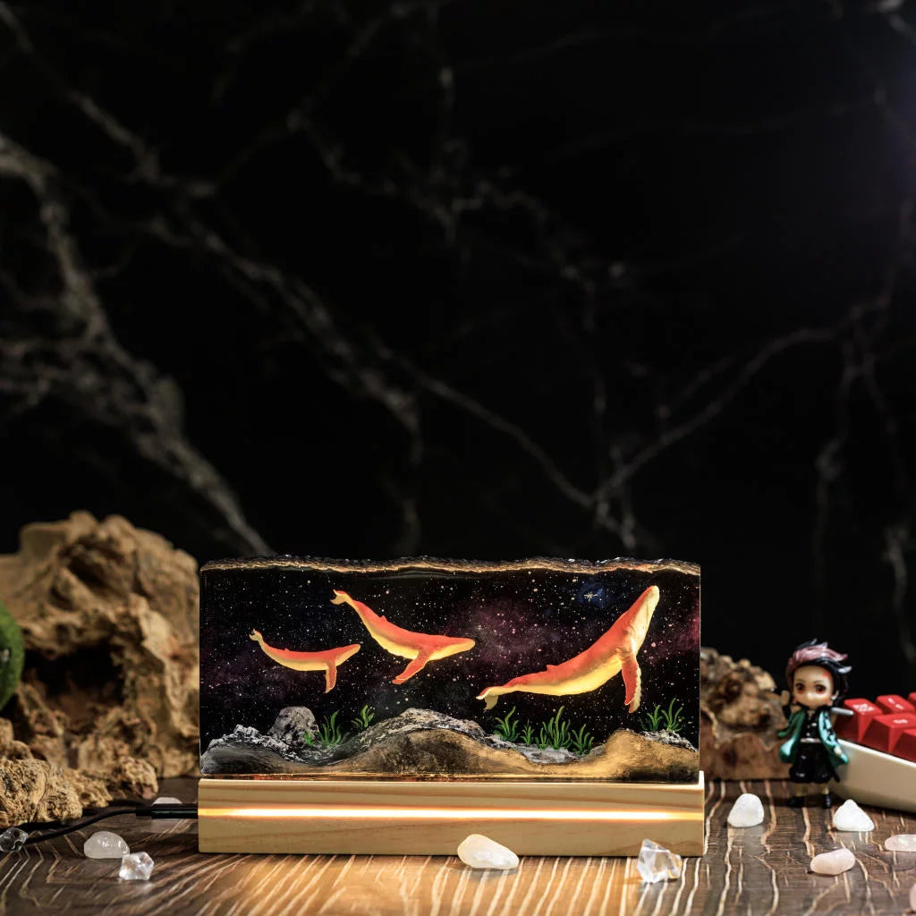 Universe Humpback Whale Epoxy Resin Lamp, Night Light - ArtFIGU