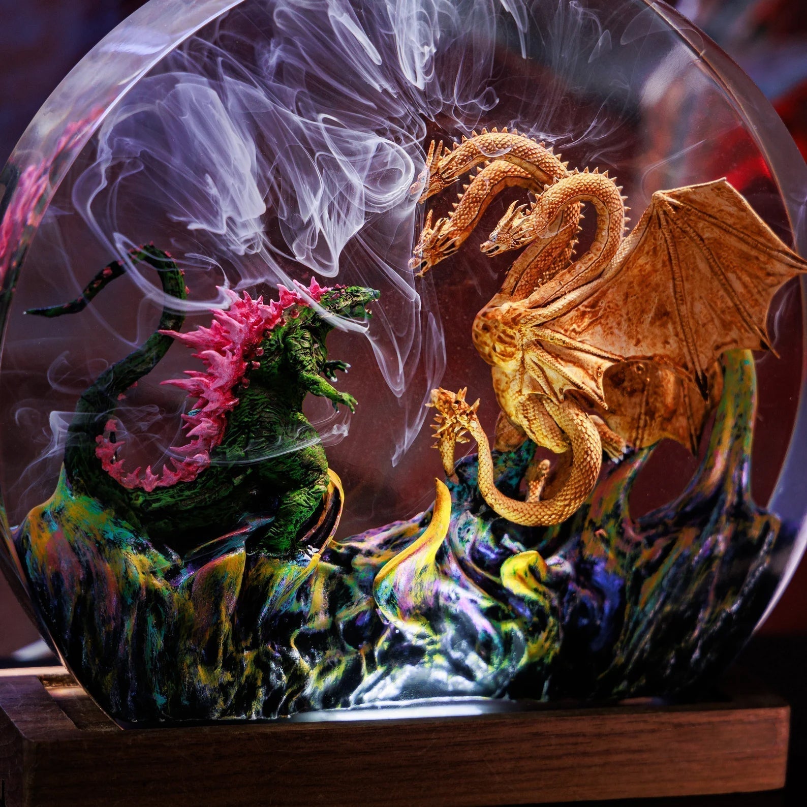 Battle Godzilla Hydra Dragon Epoxy Resin Lamp - ArtFIGU