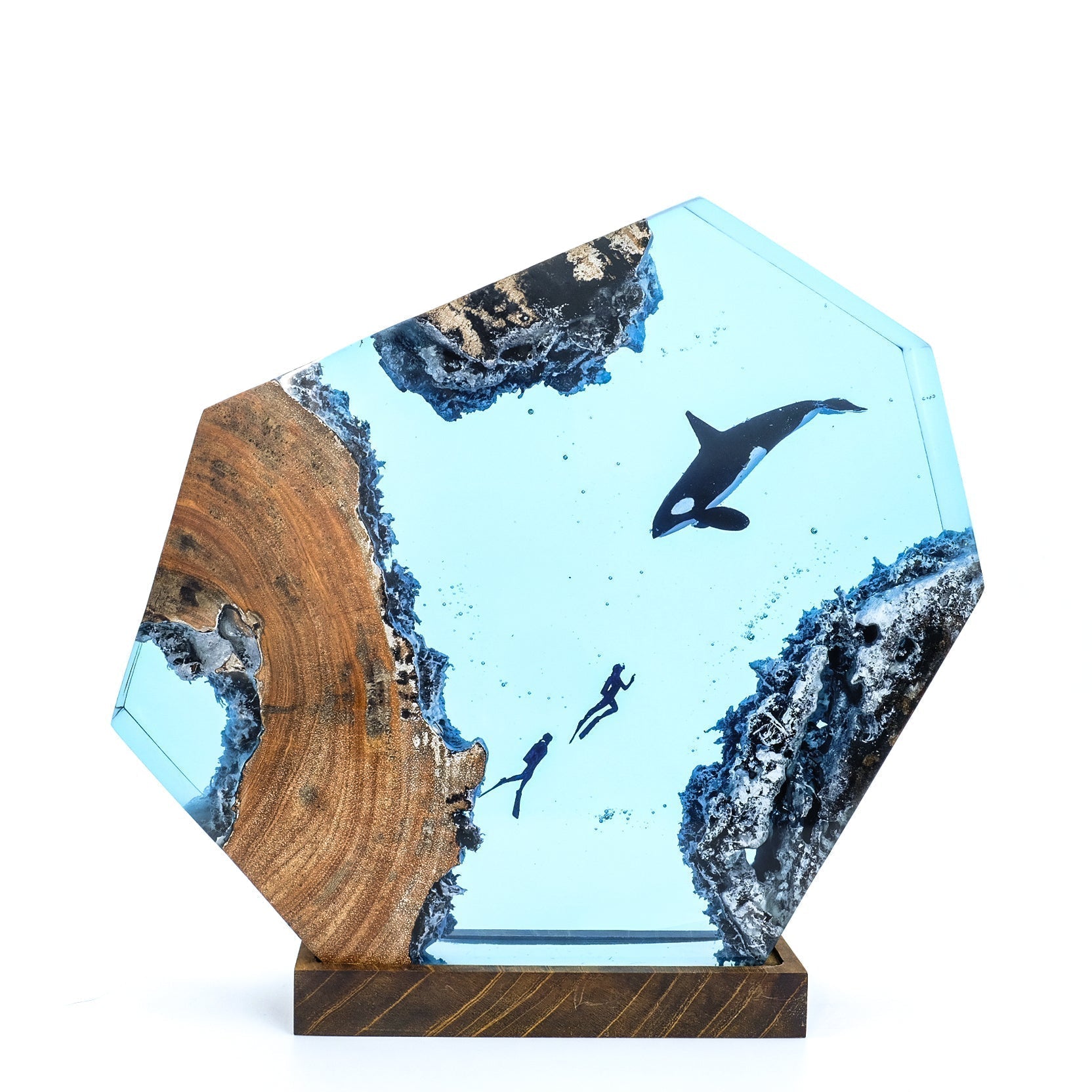 Orca & Divers - High Quality Epoxy Resin Lamp - ArtFIGU