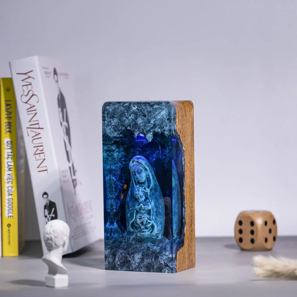 Maria and Jesus Headphone Stand Epoxy Resin Lamp, Night Light - ArtFIGU