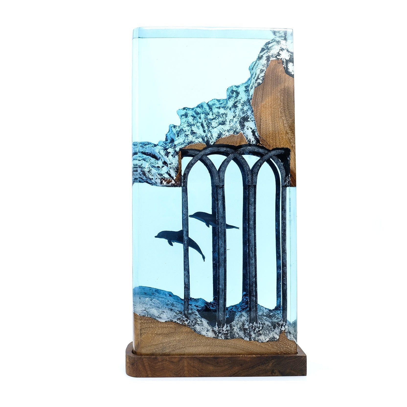 Dolphins Roam In Ancient Ruins - High Quality Epoxy Resin Lamp - ArtFIGU