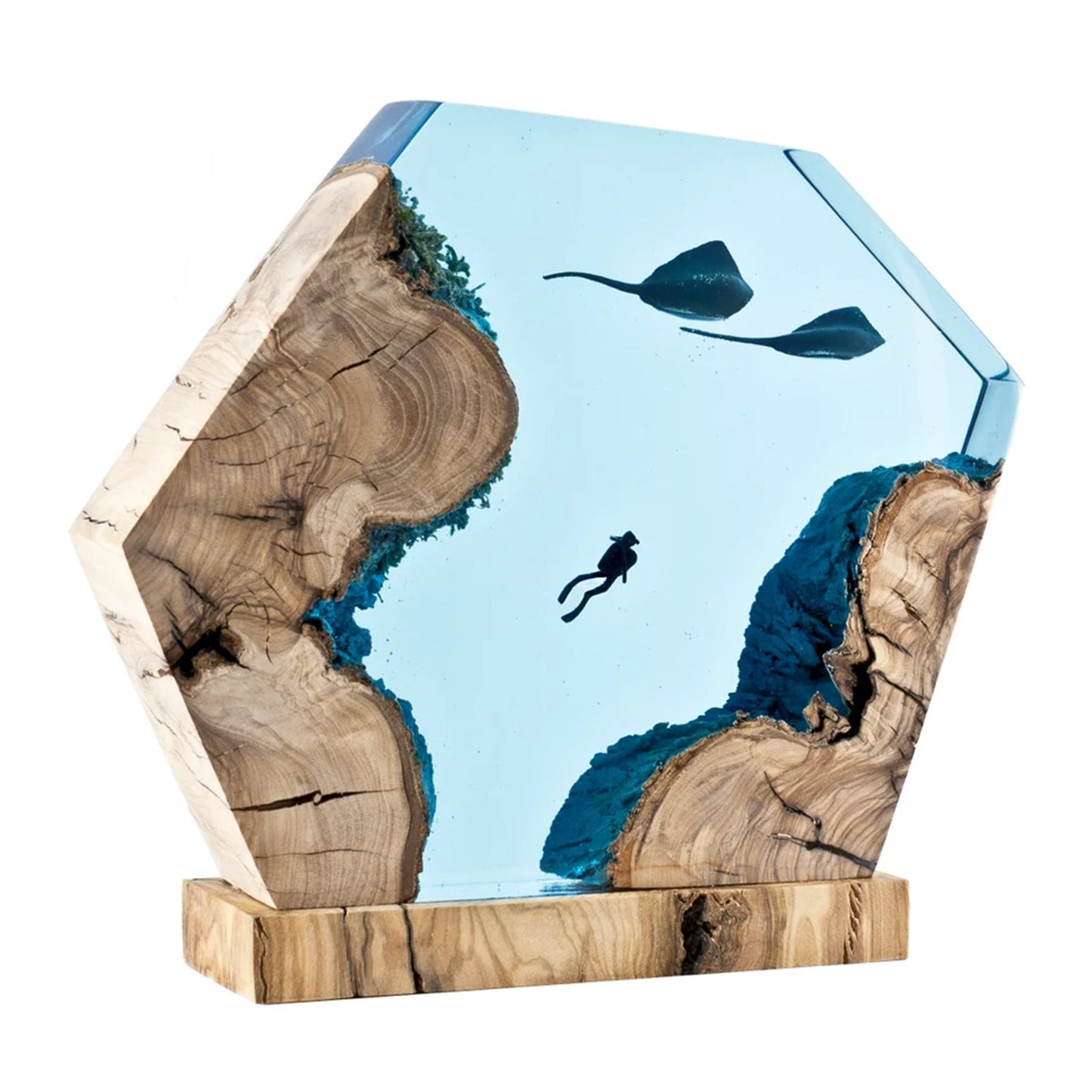 Dolphins & Divers Roam In Ancient Ruins - High Quality Epoxy Resin Lamp - ArtFIGU