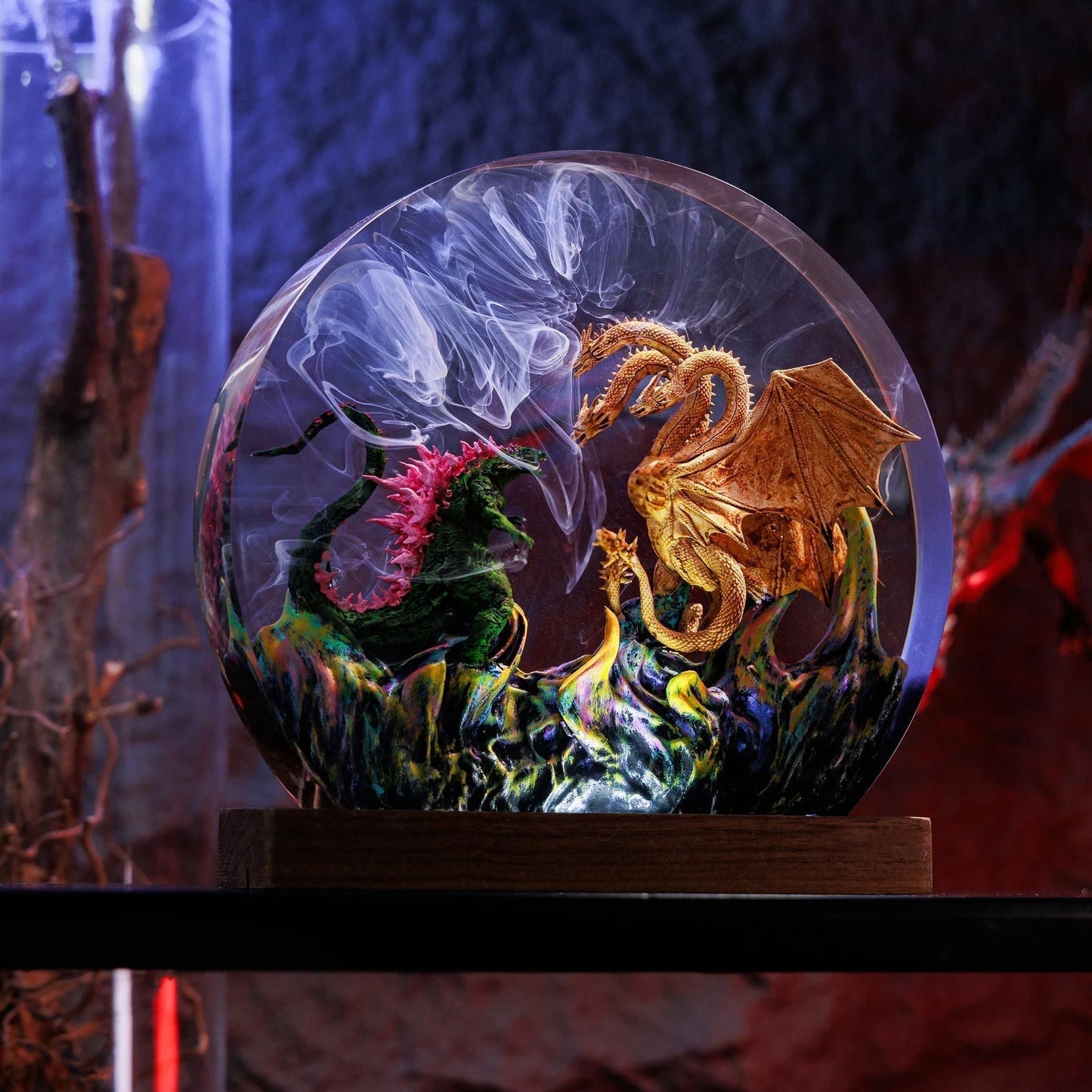 Battle Godzilla Hydra Dragon Epoxy Resin Lamp - ArtFIGU