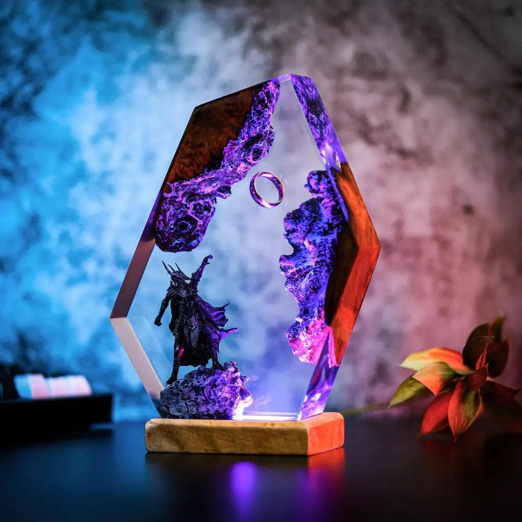 LOTR Lord Of Rings The One Ring Sauron Dark Lord Epoxy Resin Lamp - ArtFIGU