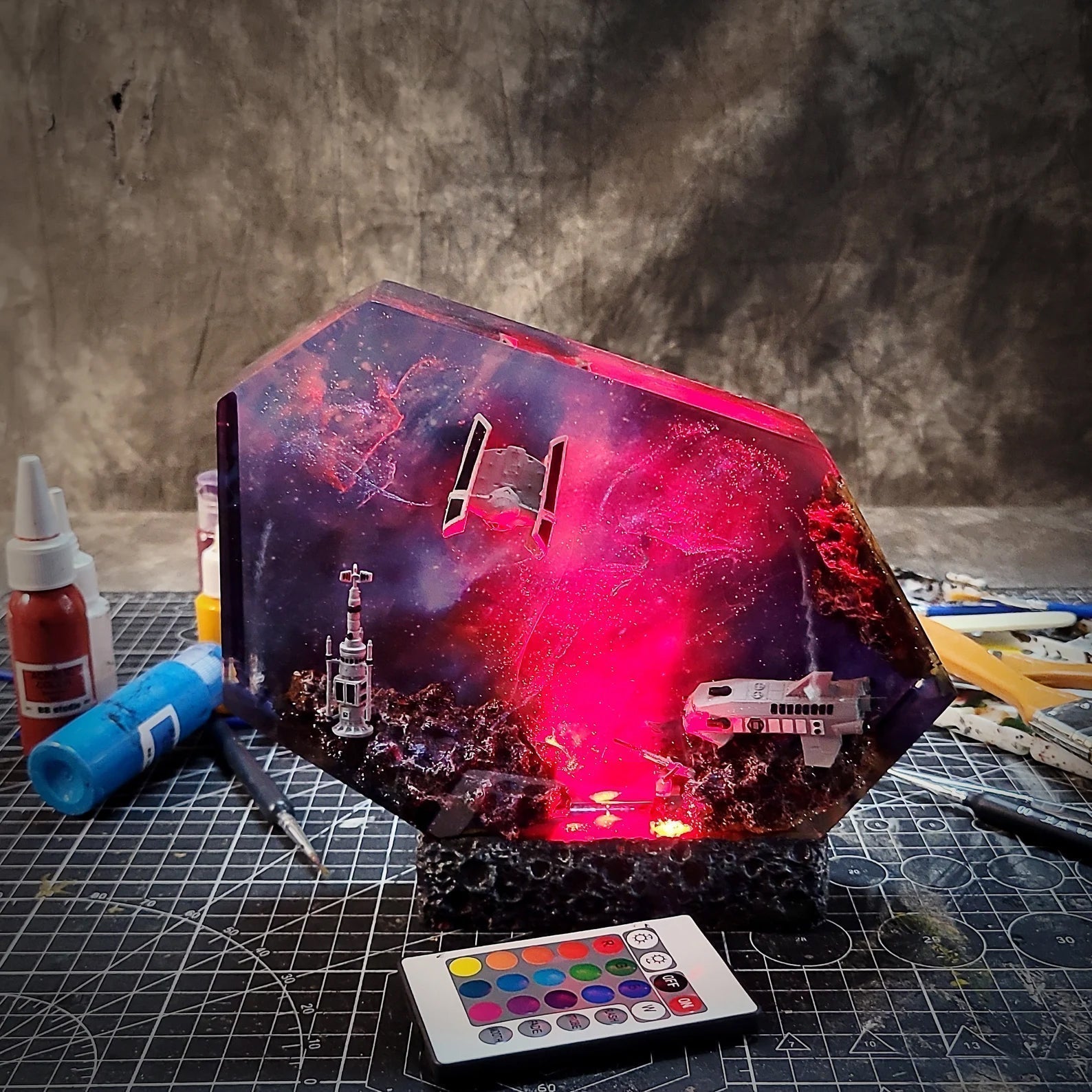 Star Wars Darth Vader's TIE Advanced x1 Moisture Vaporators Galaxy Epoxy Resin Lamp - ArtFIGU