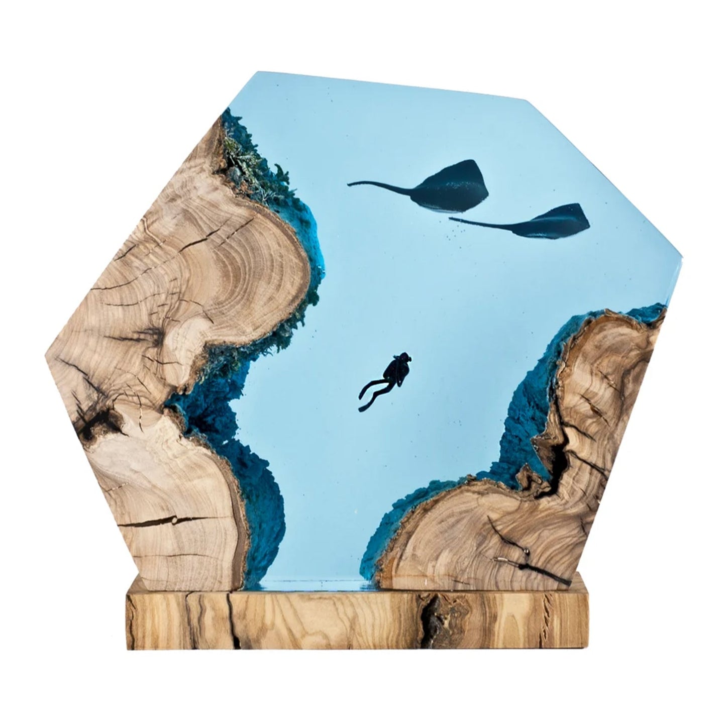 Dolphins & Divers Roam In Ancient Ruins - High Quality Epoxy Resin Lamp - ArtFIGU