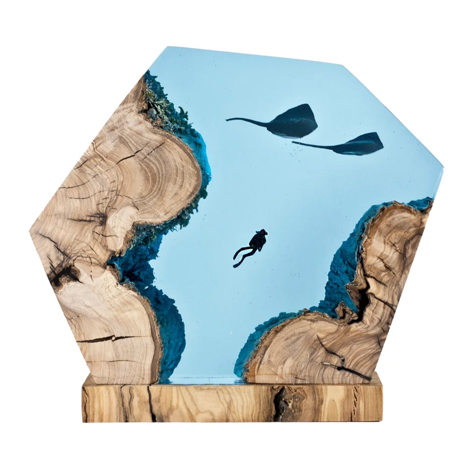 Dolphins & Divers Roam In Ancient Ruins - High Quality Epoxy Resin Lamp - ArtFIGU