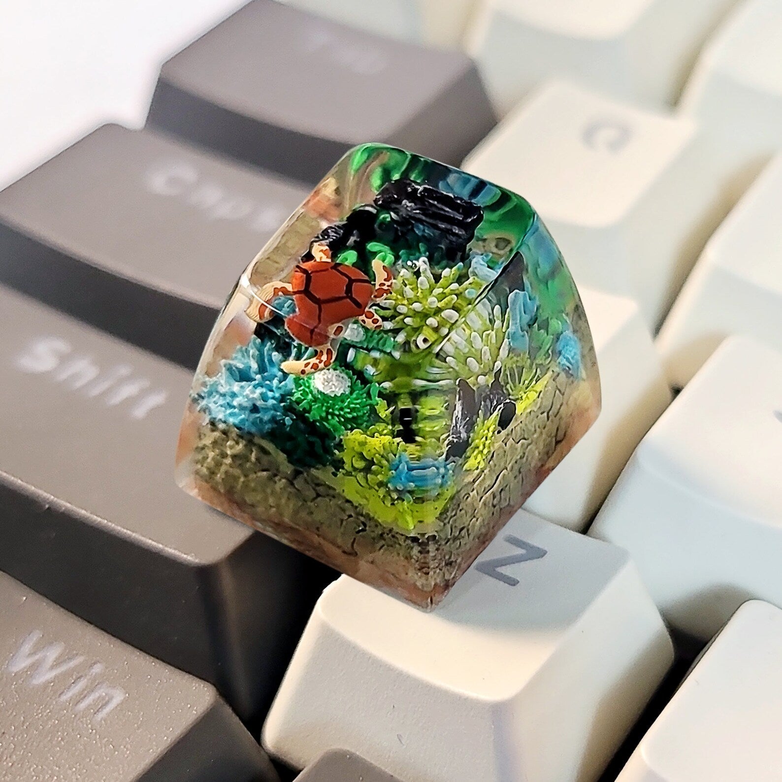 Turtle Coral Undersea Ocean Artisan Keycaps Epoxy Resin - ArtFIGU