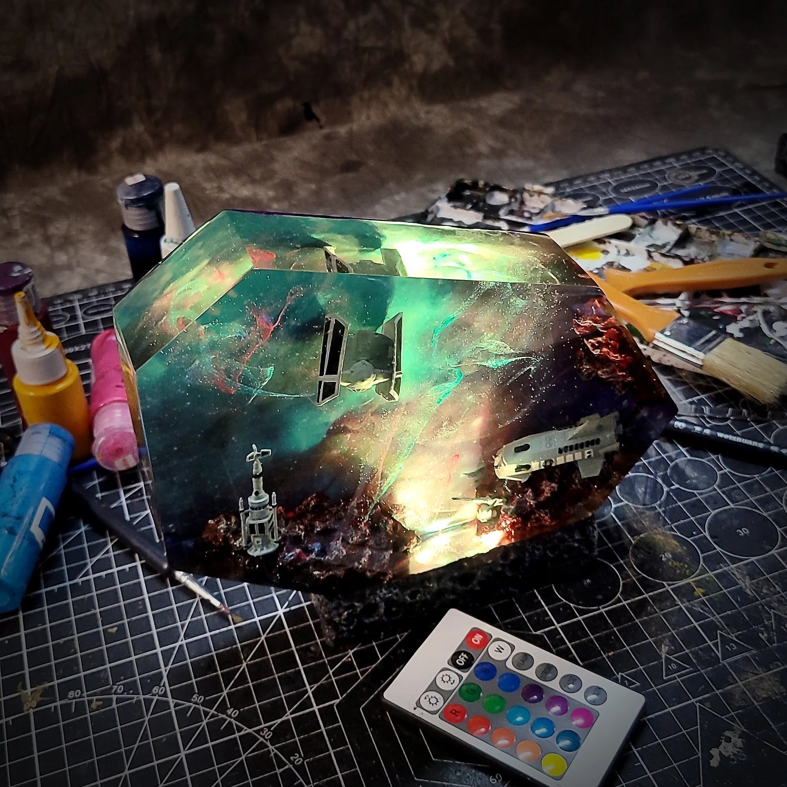 Star Wars Darth Vader's TIE Advanced x1 Moisture Vaporators Galaxy Epoxy Resin Lamp - ArtFIGU