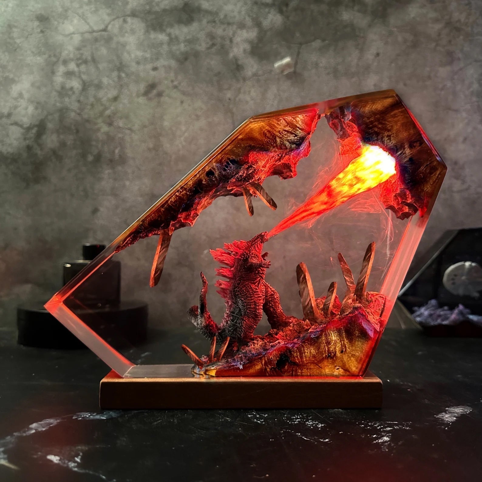 Godzilla Attack City Destroy All Epoxy Resin Lamp - ArtFIGU