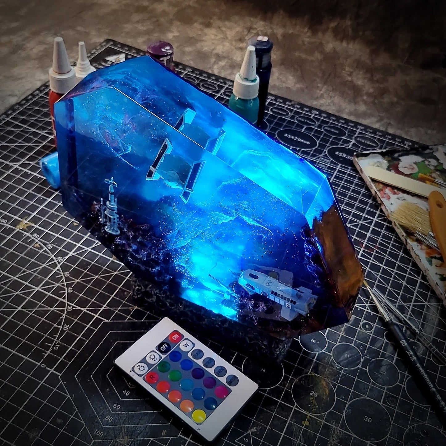 Star Wars Darth Vader's TIE Advanced x1 Moisture Vaporators Galaxy Epoxy Resin Lamp - ArtFIGU