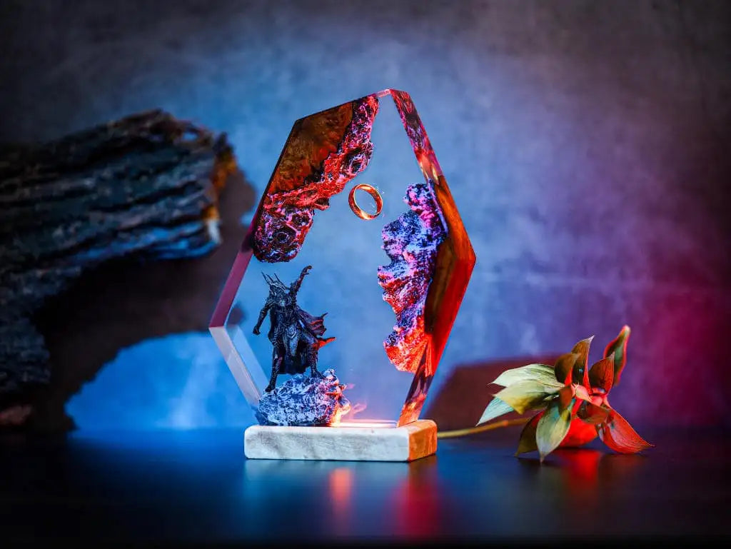 LOTR Lord Of Rings The One Ring Sauron Dark Lord Epoxy Resin Lamp - ArtFIGU