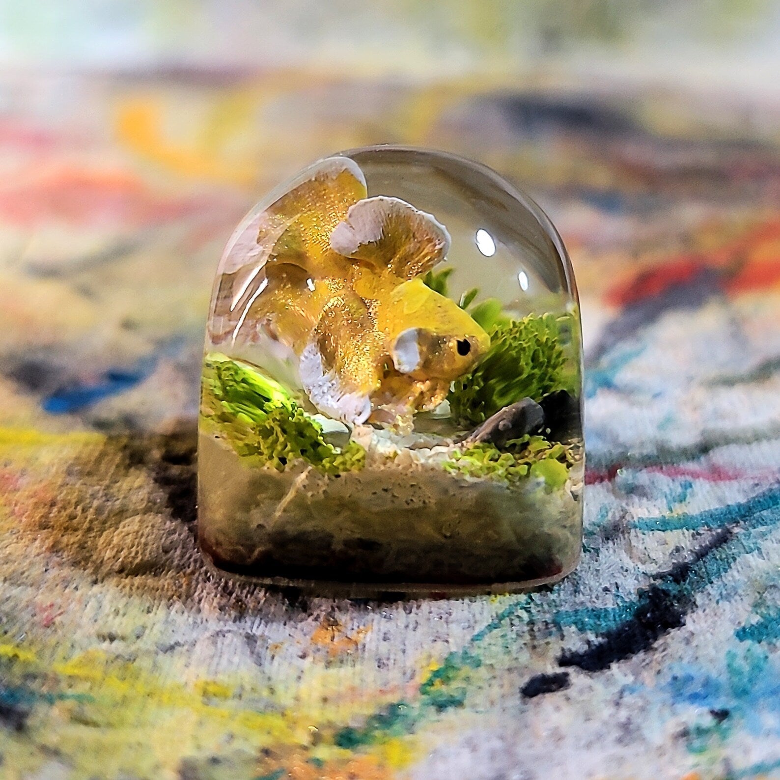Siamese Fighting Fish Betta Artisan Keycaps Epoxy Resin - ArtFIGU