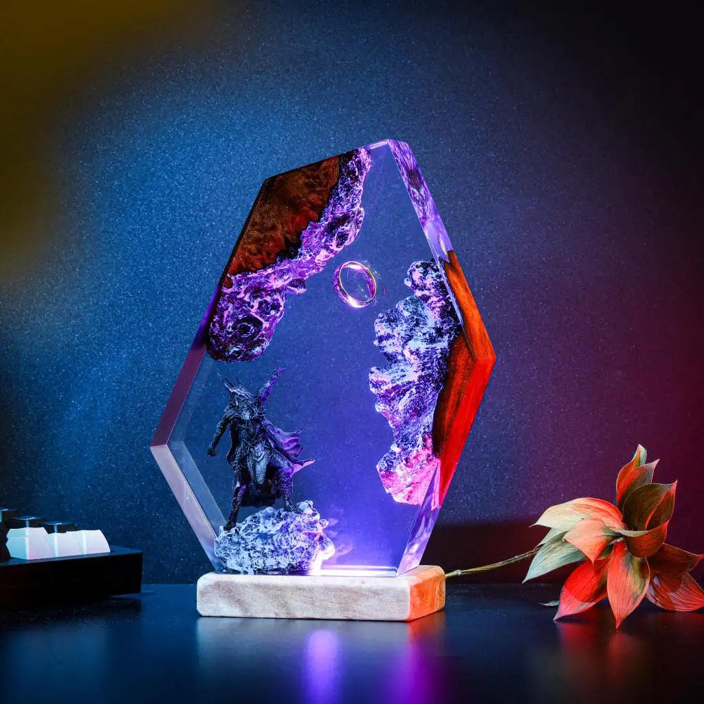 LOTR Lord Of Rings The One Ring Sauron Dark Lord Epoxy Resin Lamp - ArtFIGU