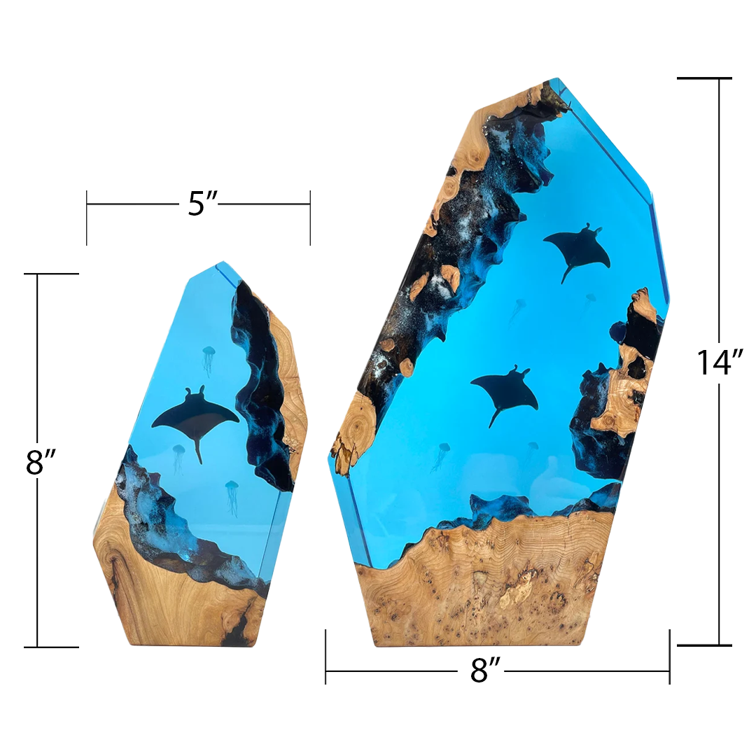 Manta Rays & Jellyfish - High Quality Epoxy Resin Lamp - ArtFIGU