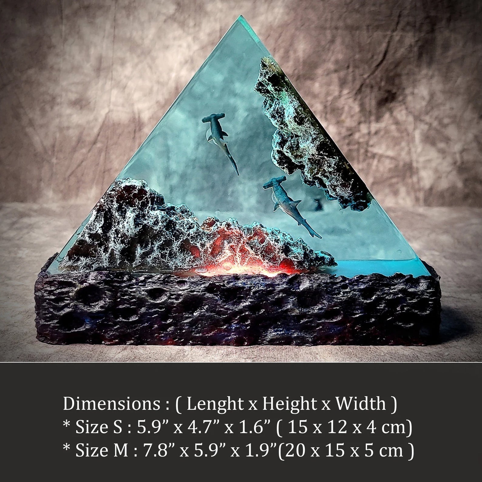 Hummer Sharks Undersea Ocean Diorama Epoxy Resin Lamp - ArtFIGU