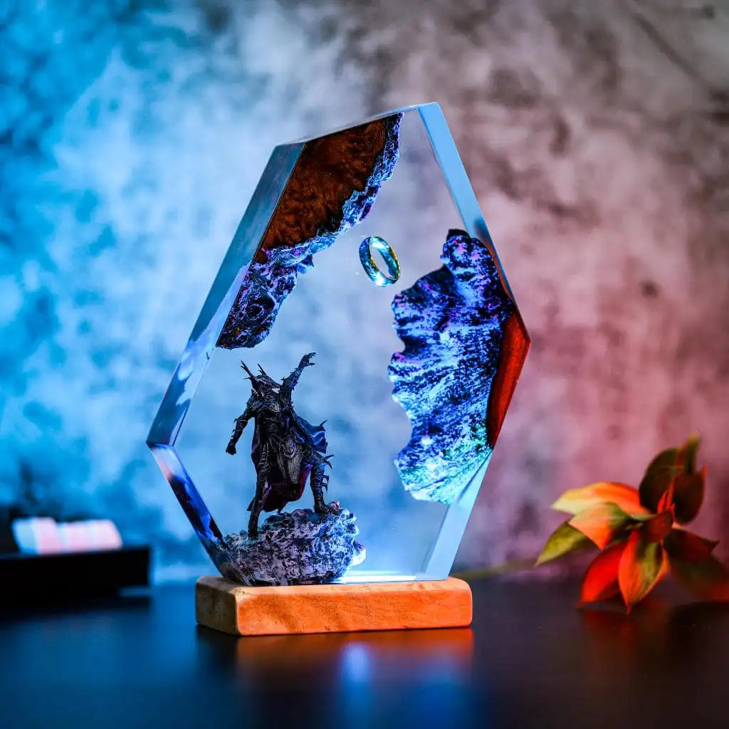 LOTR Lord Of Rings The One Ring Sauron Dark Lord Epoxy Resin Lamp - ArtFIGU