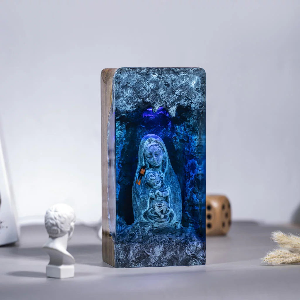Maria and Jesus Headphone Stand Epoxy Resin Lamp, Night Light - ArtFIGU