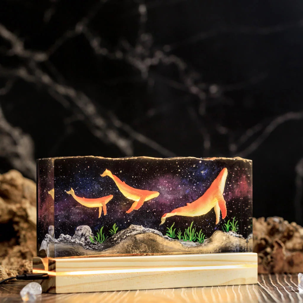 Universe Humpback Whale Epoxy Resin Lamp, Night Light - ArtFIGU