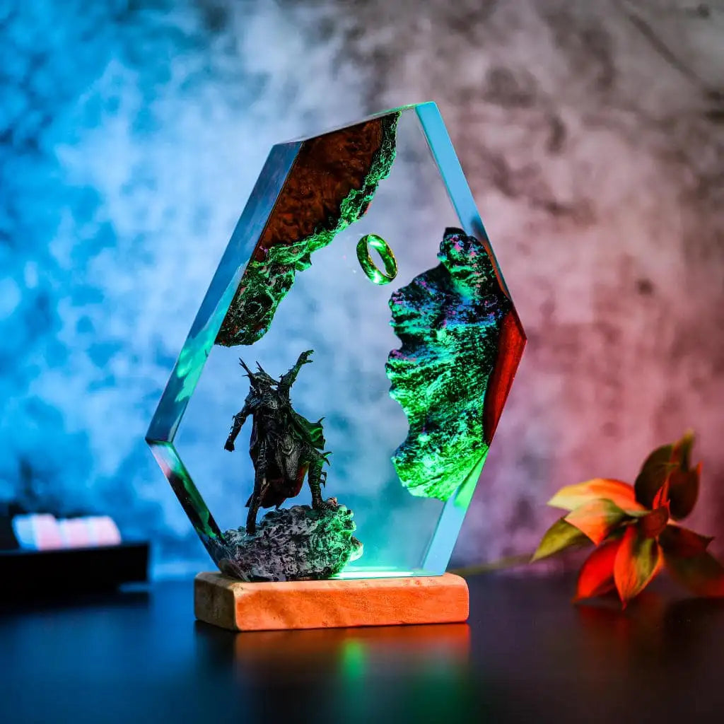 LOTR Lord Of Rings The One Ring Sauron Dark Lord Epoxy Resin Lamp - ArtFIGU