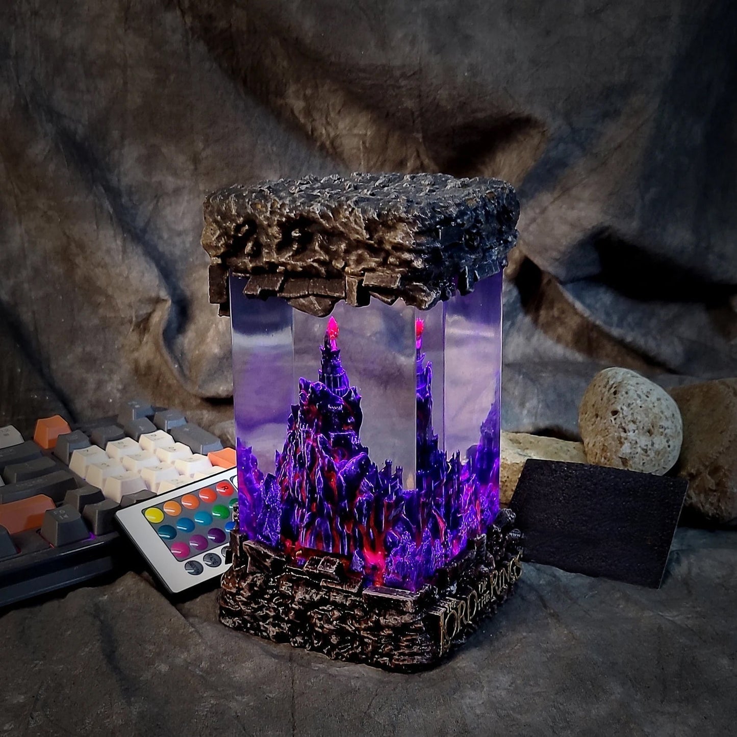 LOTR Lord Of Rings Barad-dûr Dark Tower The Eye Of Sauron Castle Diorama Epoxy Resin Lamp - ArtFIGU