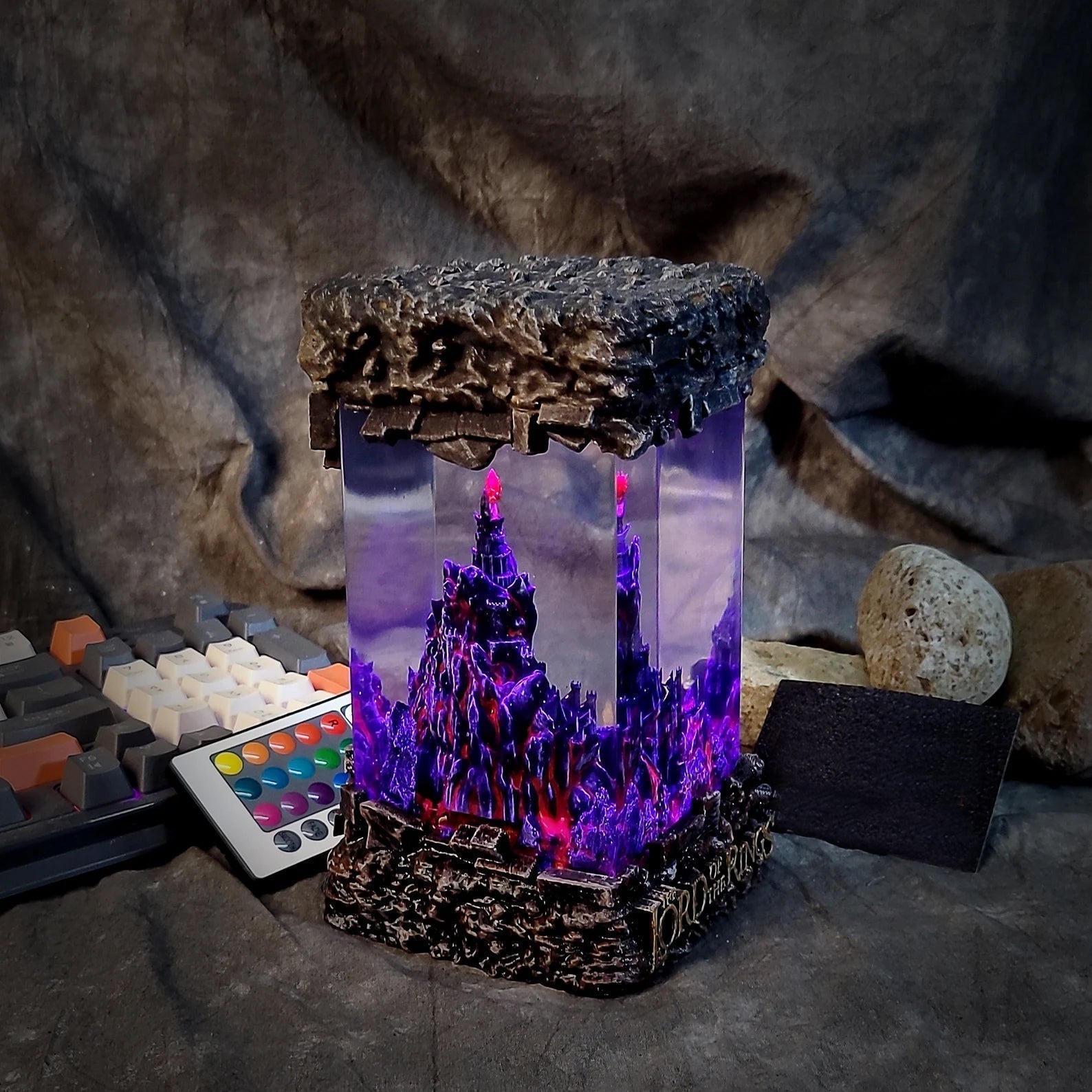 LOTR Lord Of Rings Barad-dûr Dark Tower The Eye Of Sauron Castle Diorama Epoxy Resin Lamp - ArtFIGU